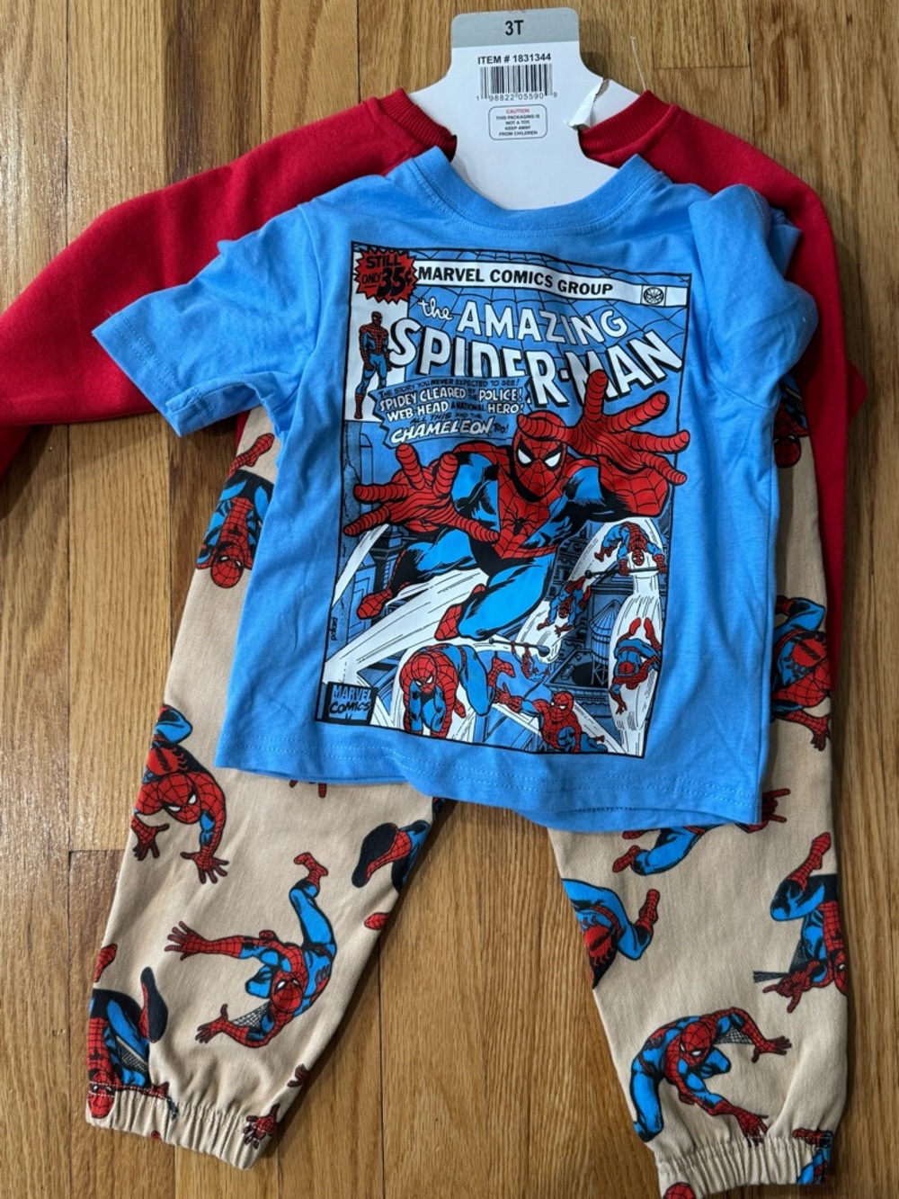 Marvel Spider-Man Kids Pajama Set - Blue, Red & Tan